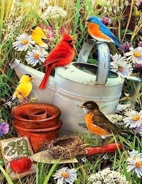 Birds in The Garden Diamond Painting Free Shipping - Diamonddazz