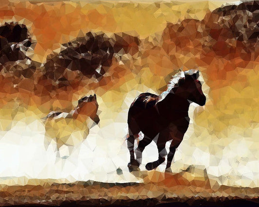 Horses Running at Dusk Diamond Painting Free Shipping - Diamonddazz