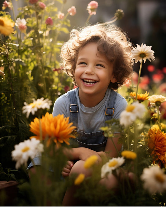 Young Boy in the Flower Garden Diamond Painting Free Shipping - Diamonddazz